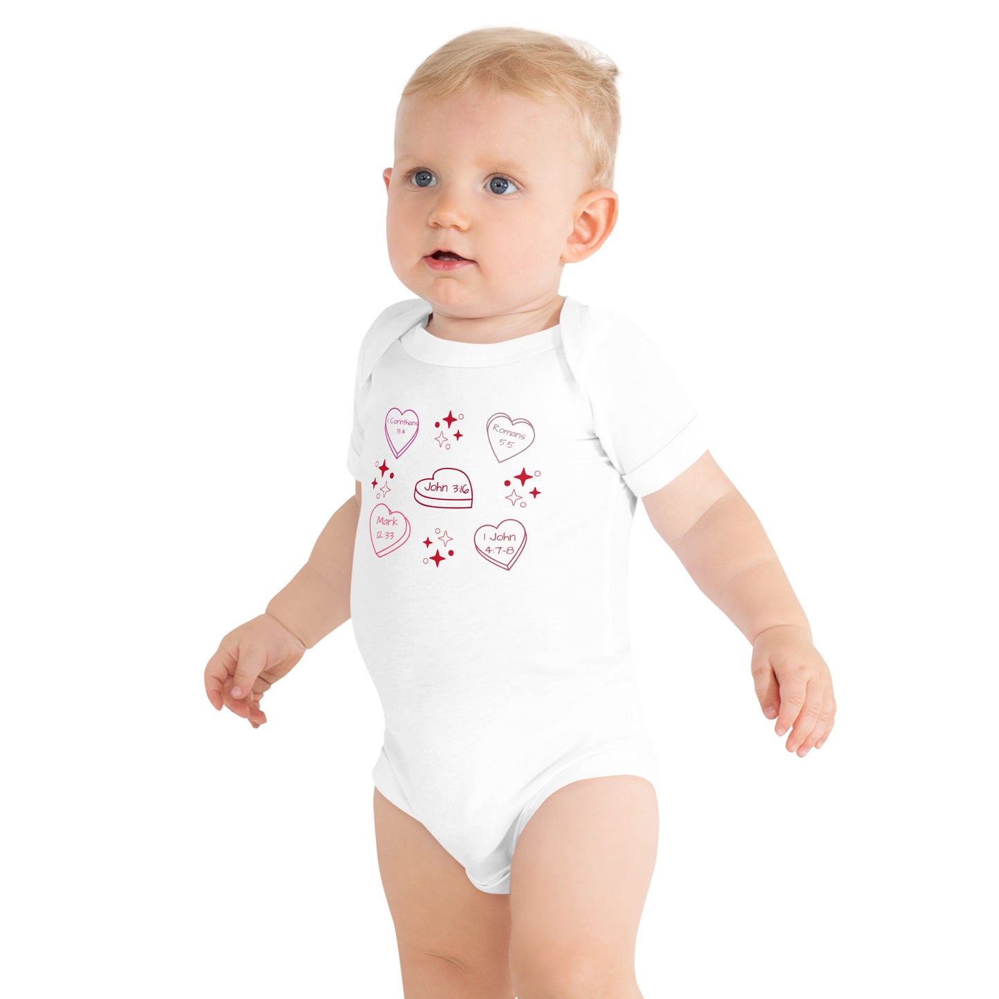 Candy Hearts Baby Short Sleeve Onesie