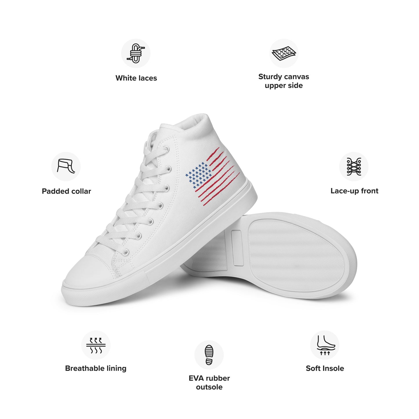 Men's Flag High Top Canvas Shoes