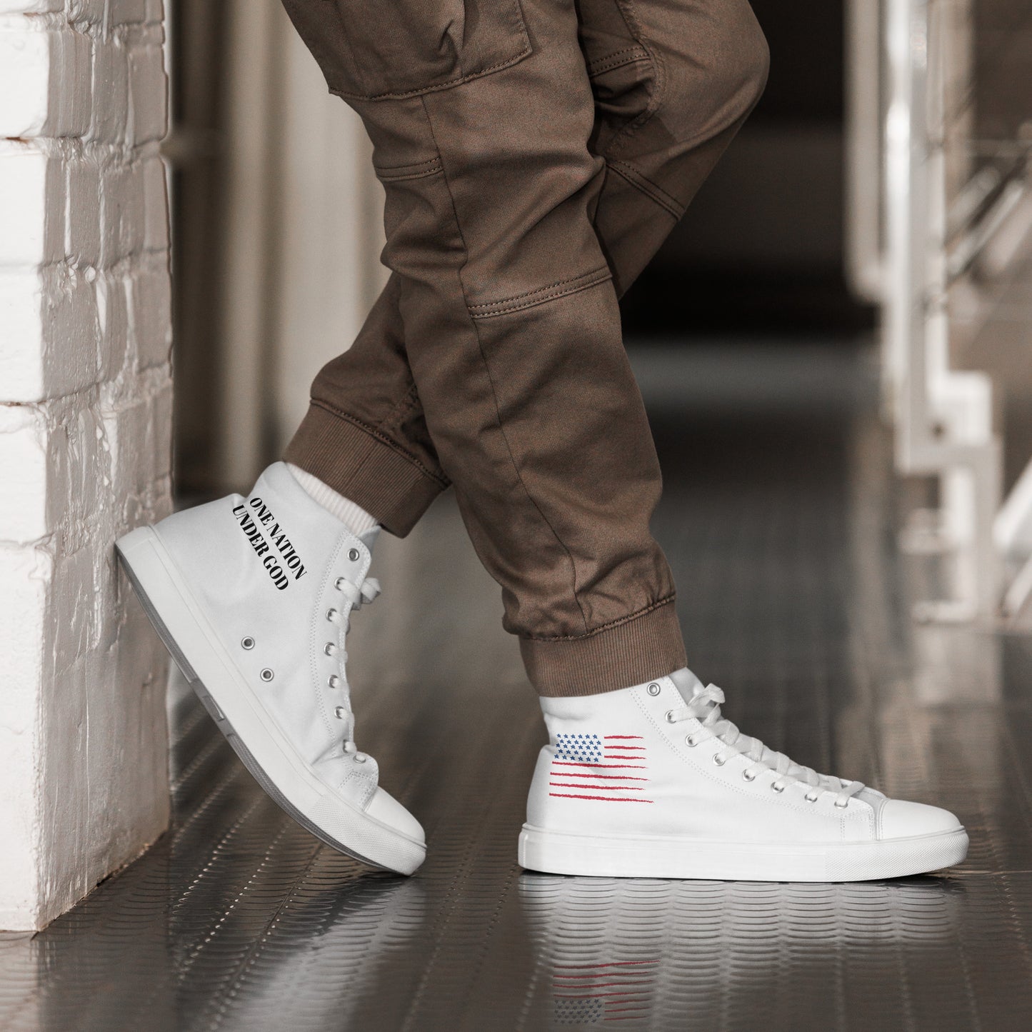 Men's Flag High Top Canvas Shoes