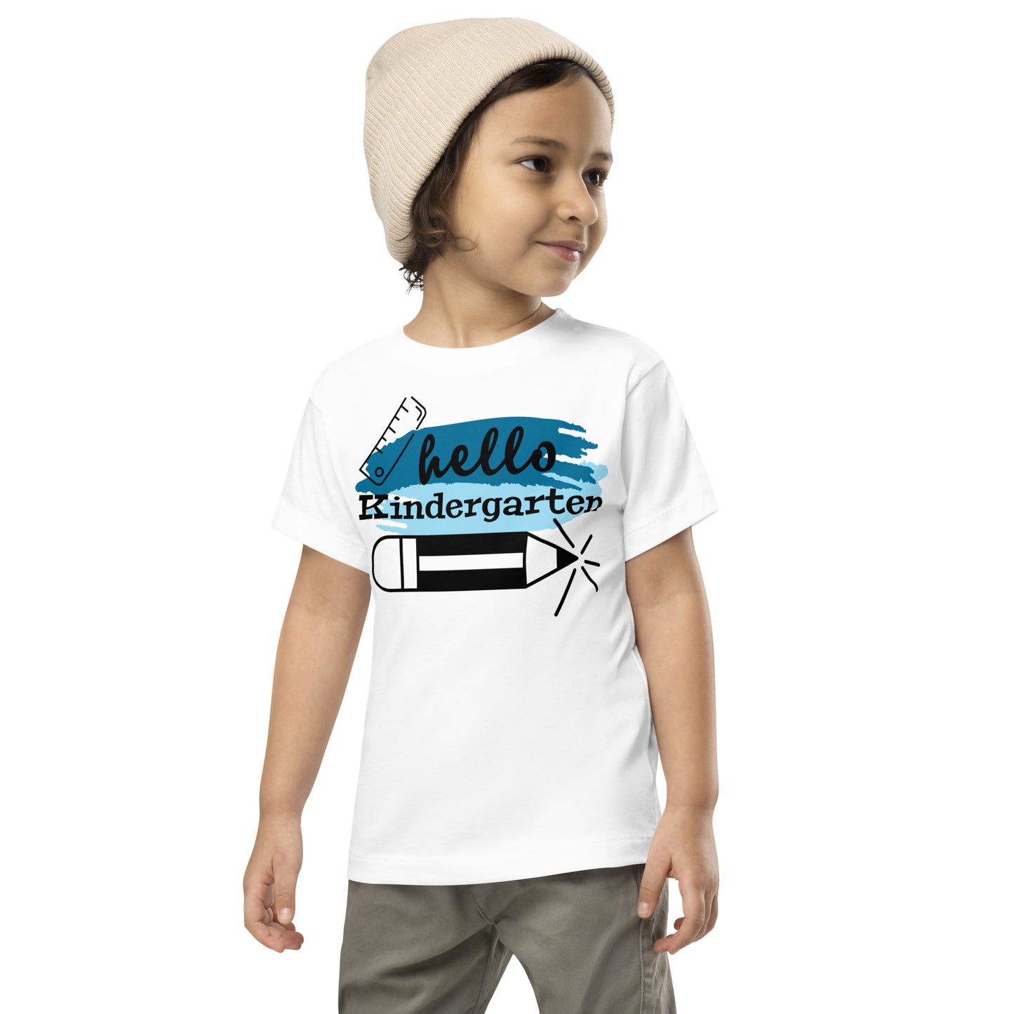 Hello Kindergarten Toddler Blue Short Sleeve T-Shirt