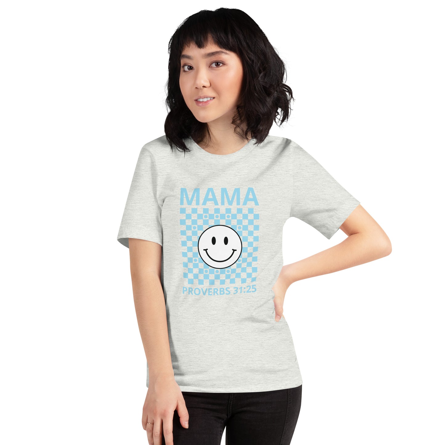 Mama Smiley Blue Short Sleeve T-Shirt