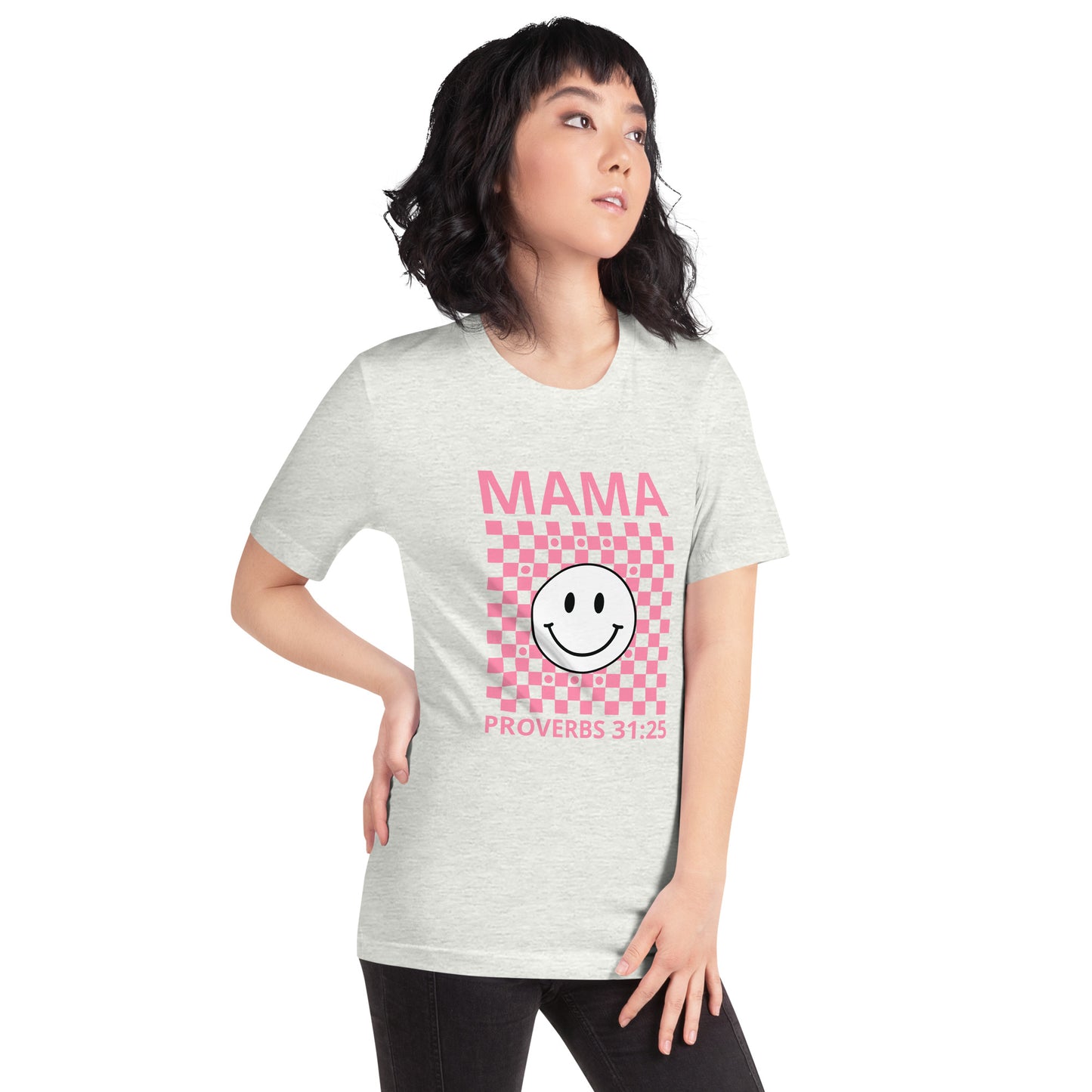Mama Smiley Checkered Short Sleeve T-Shirt