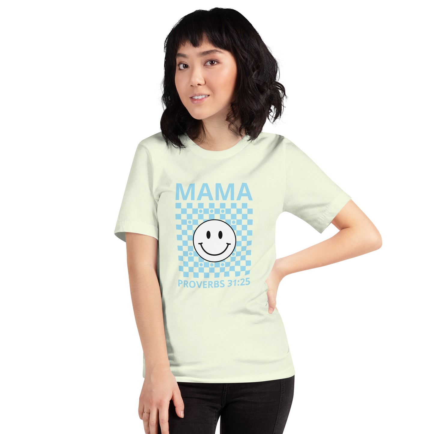 Mama Smiley Blue Short Sleeve T-Shirt