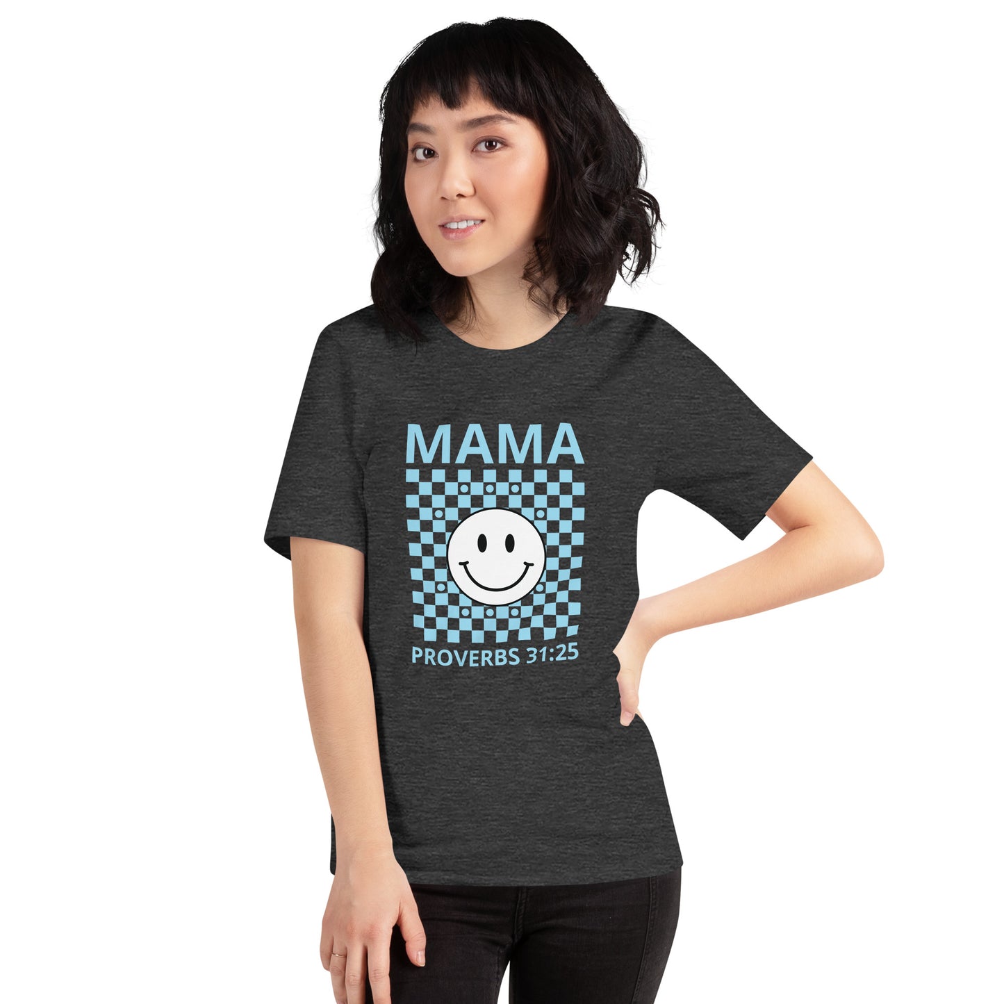 Mama Smiley Blue Short Sleeve T-Shirt