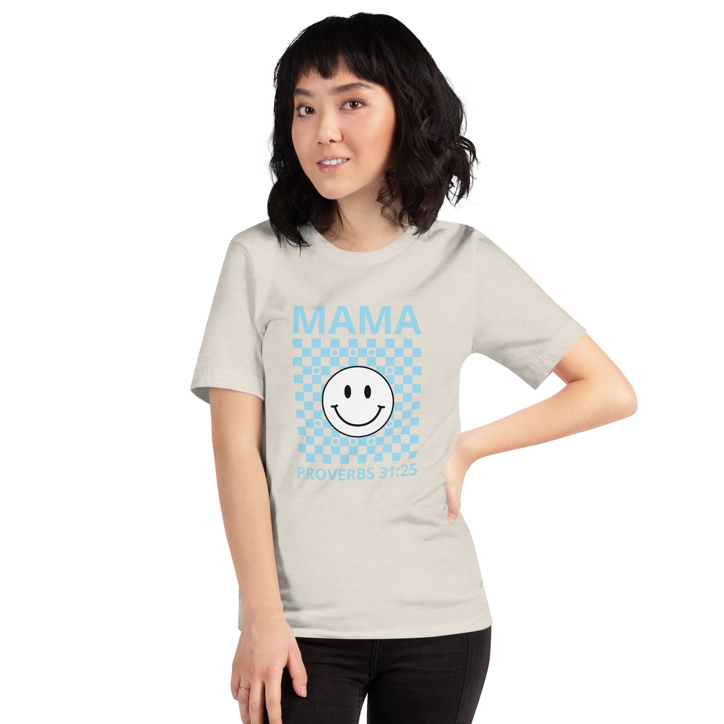 Mama Smiley Blue Short Sleeve T-Shirt