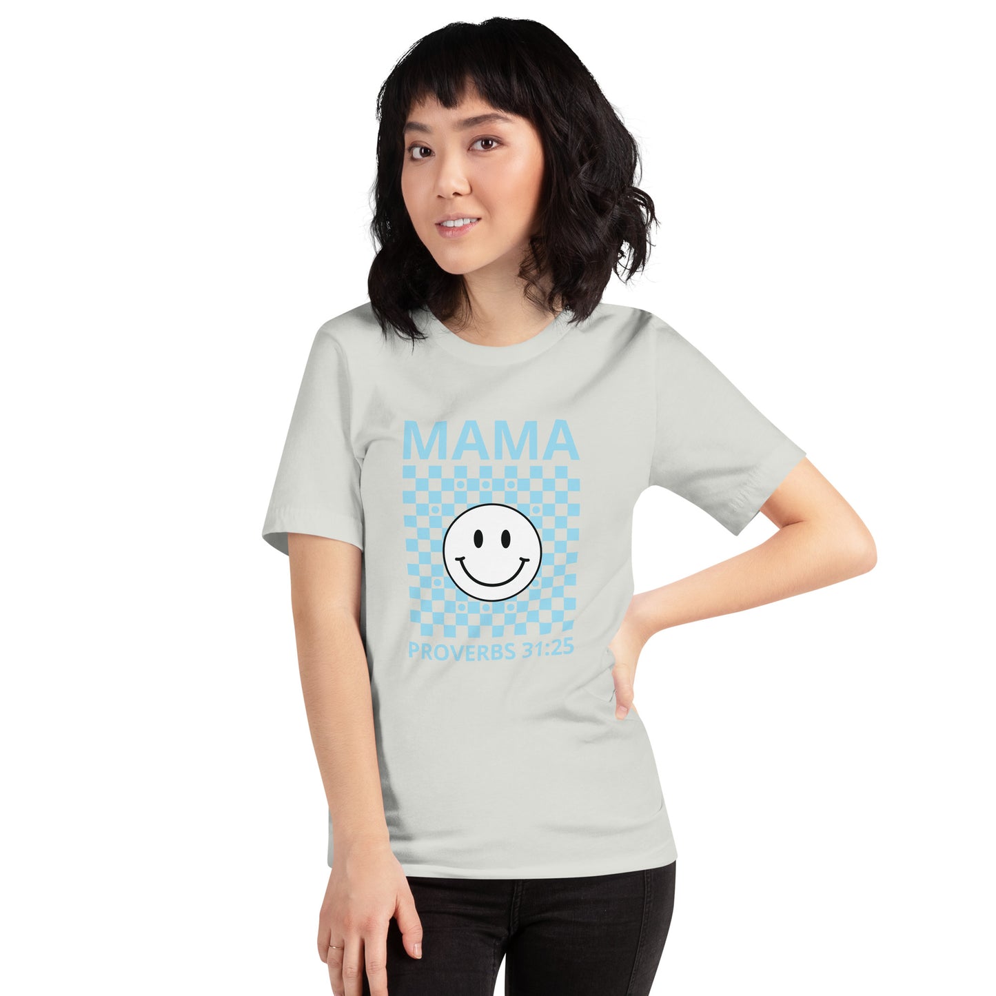 Mama Smiley Blue Short Sleeve T-Shirt