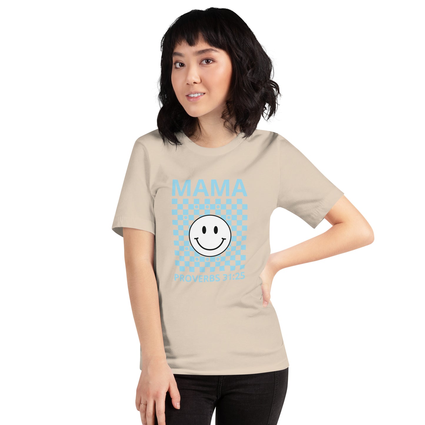 Mama Smiley Blue Short Sleeve T-Shirt