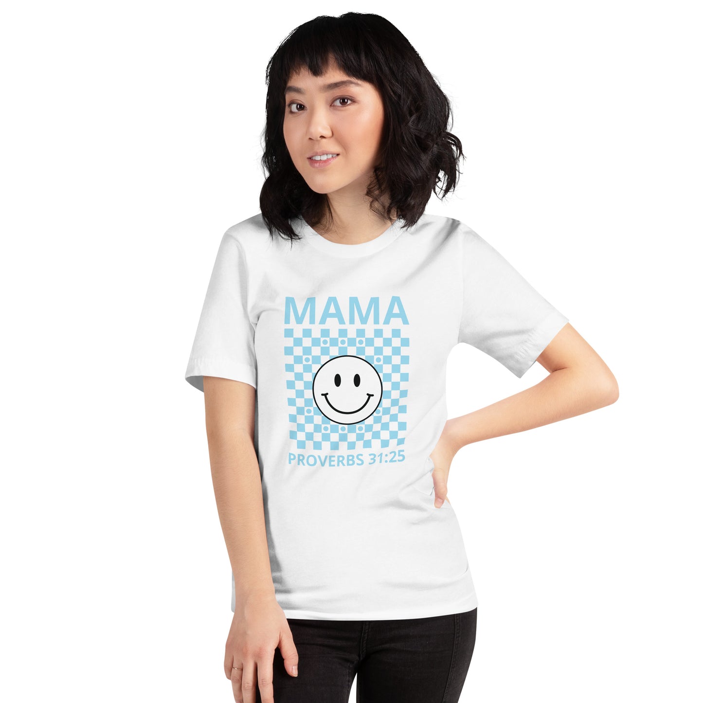 Mama Smiley Blue Short Sleeve T-Shirt