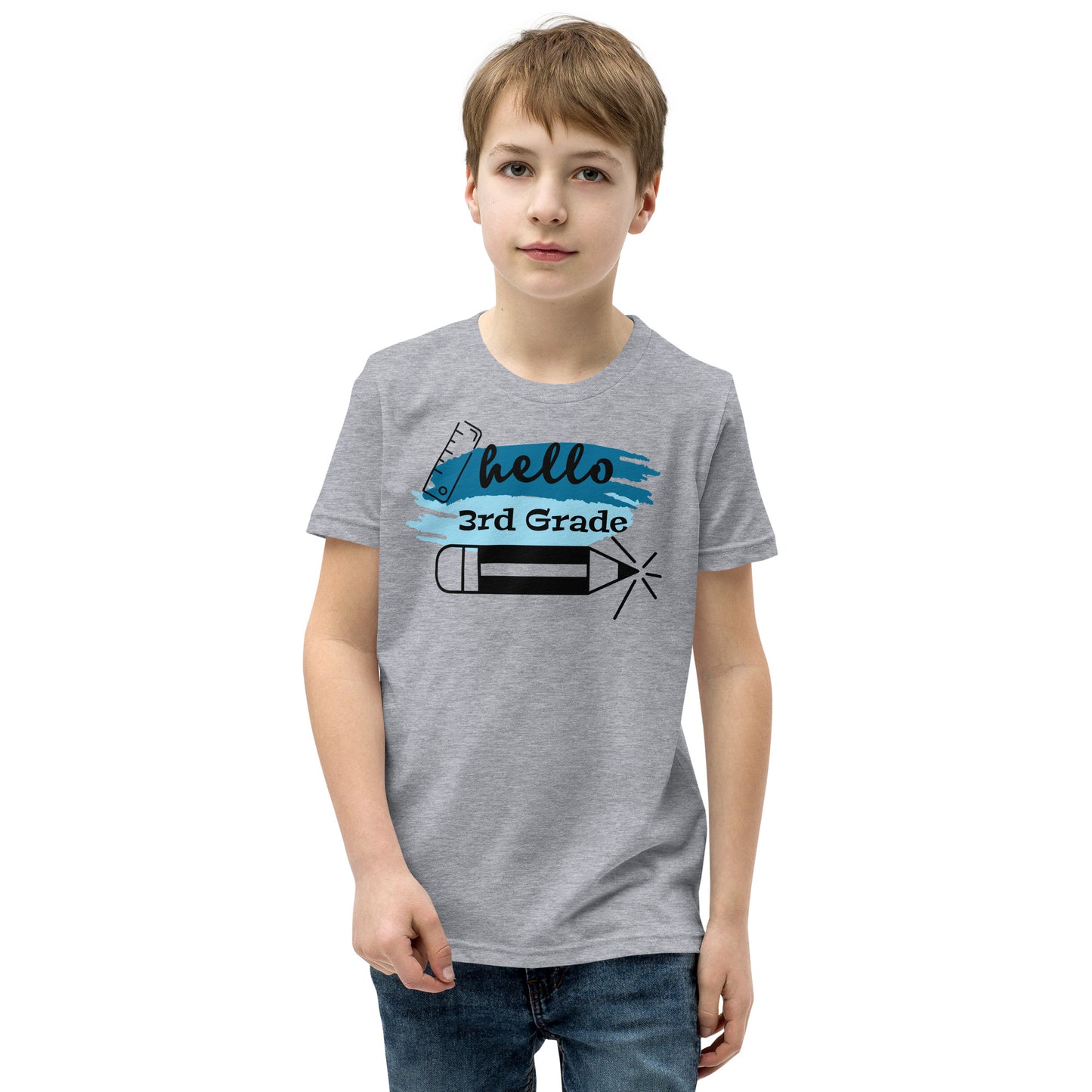 Hello 3rd Grade Blue Youth Short Sleeve T-Shirt
