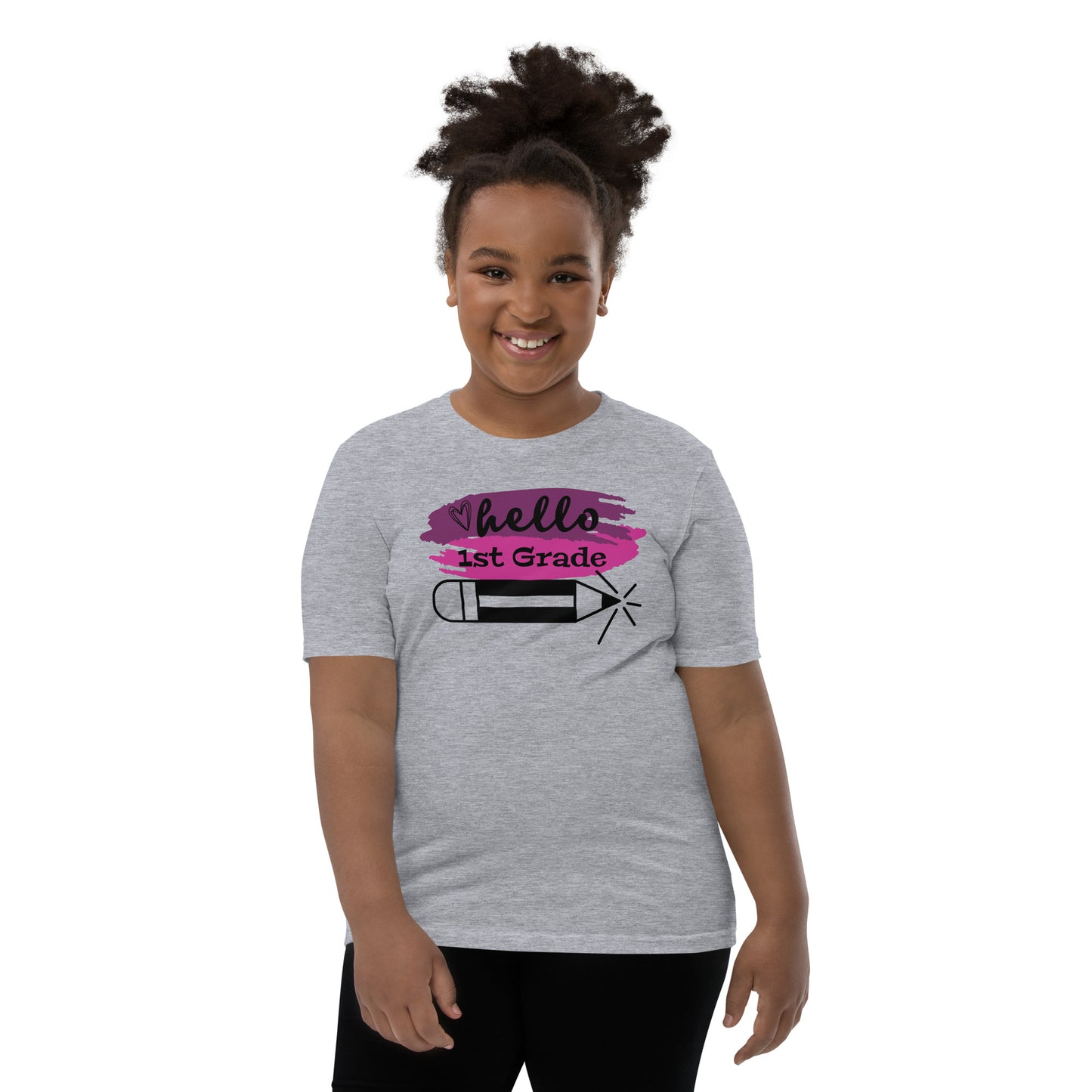 Hello 1st Grade Pink Youth Short Sleeve T-Shirt