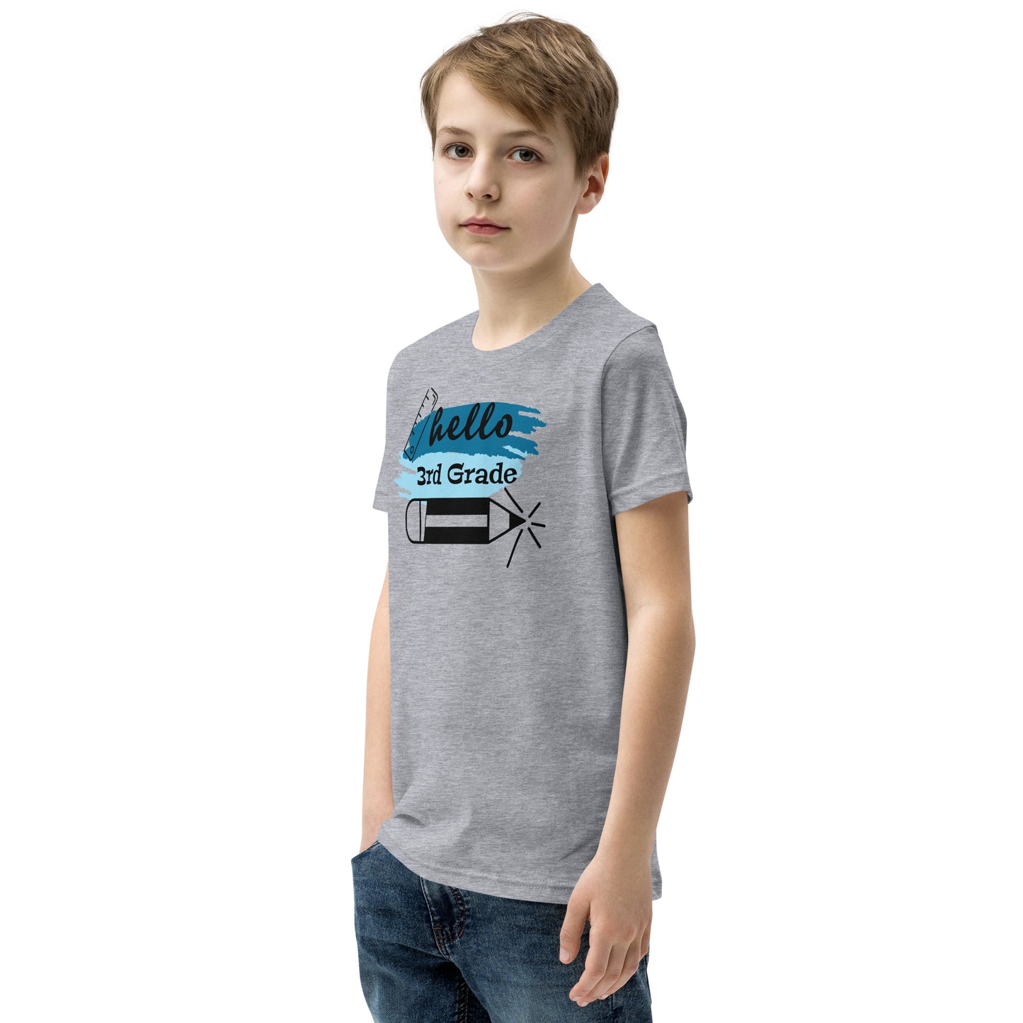 Hello 3rd Grade Blue Youth Short Sleeve T-Shirt