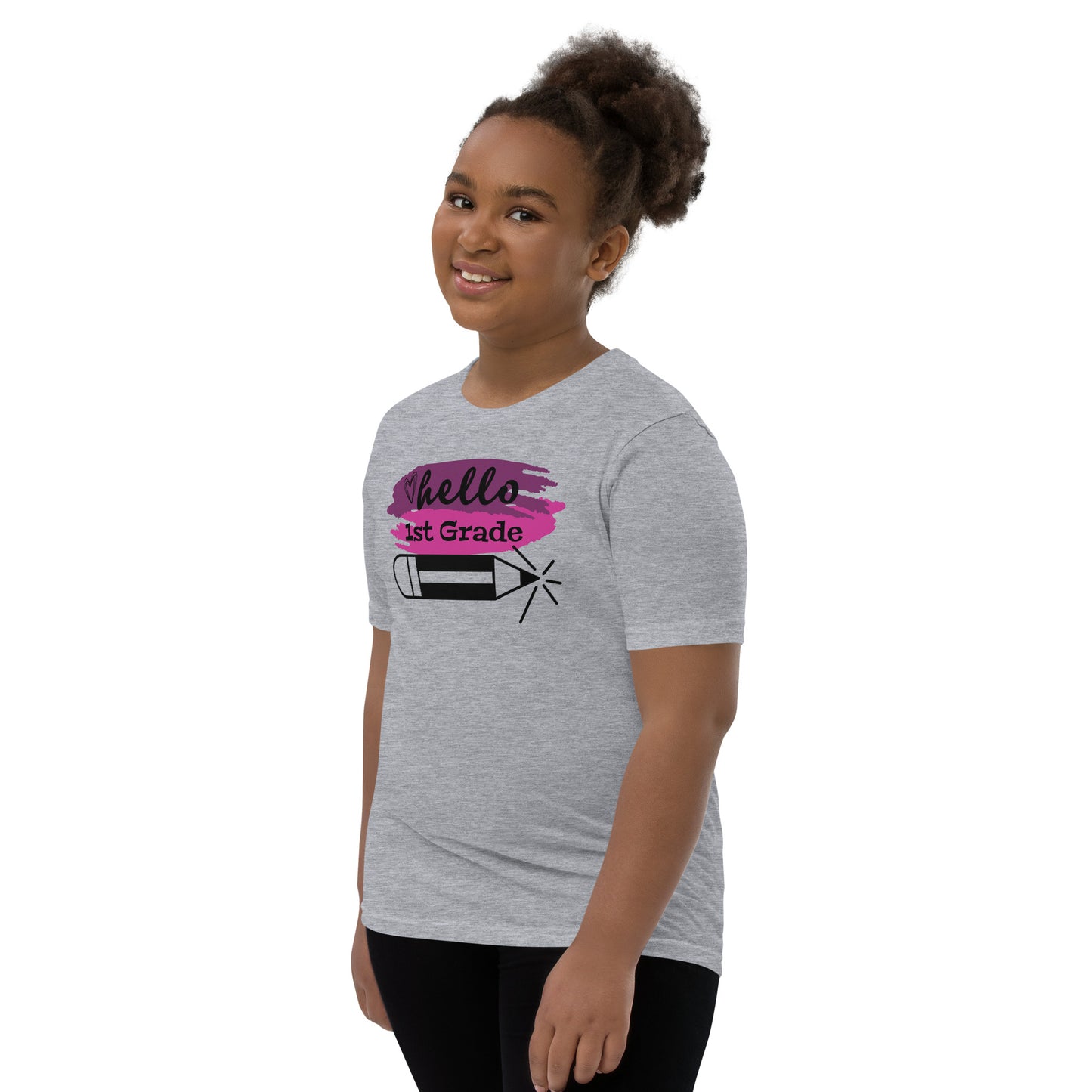 Hello 1st Grade Pink Youth Short Sleeve T-Shirt