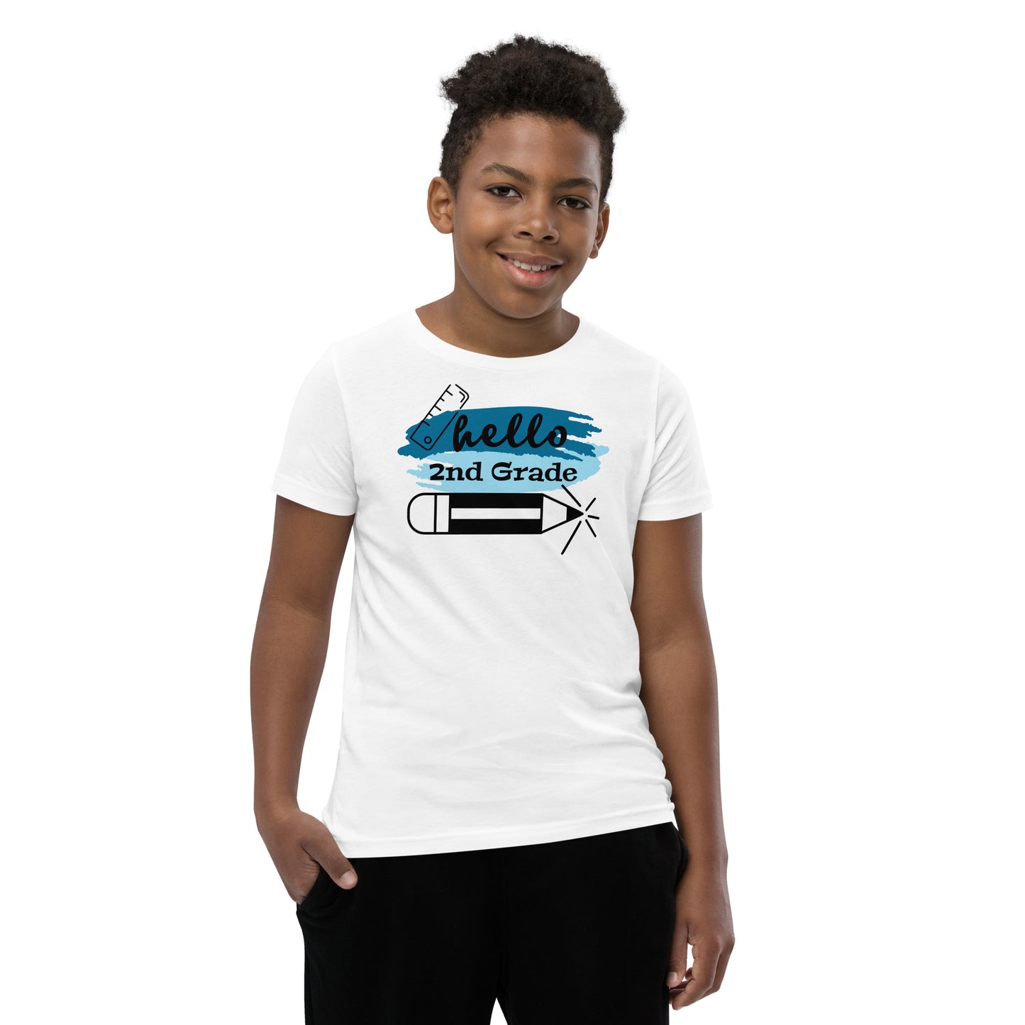 Hello 2nd Grade Blue Youth Short Sleeve T-Shirt