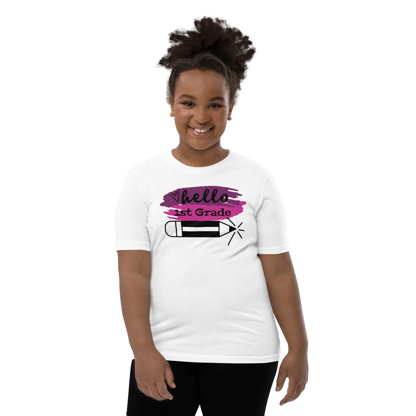 Hello 1st Grade Pink Youth Short Sleeve T-Shirt