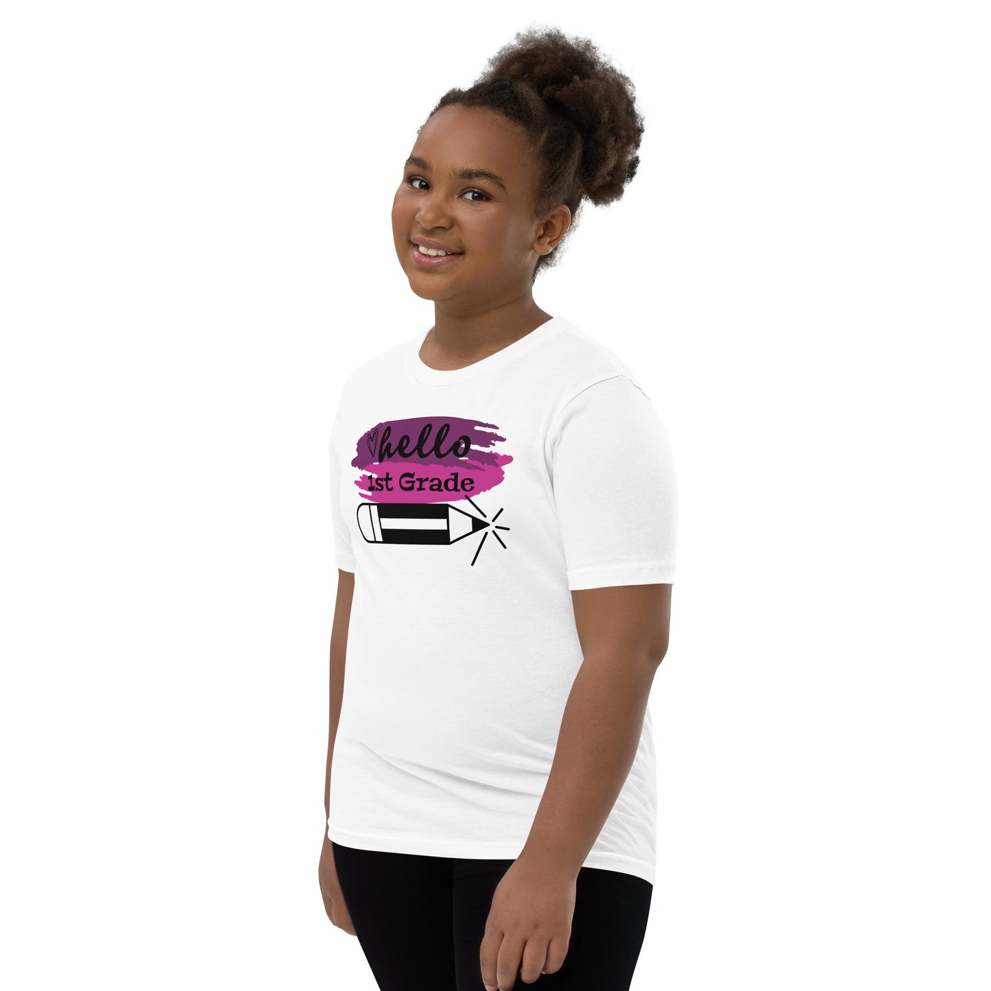 Hello 1st Grade Pink Youth Short Sleeve T-Shirt