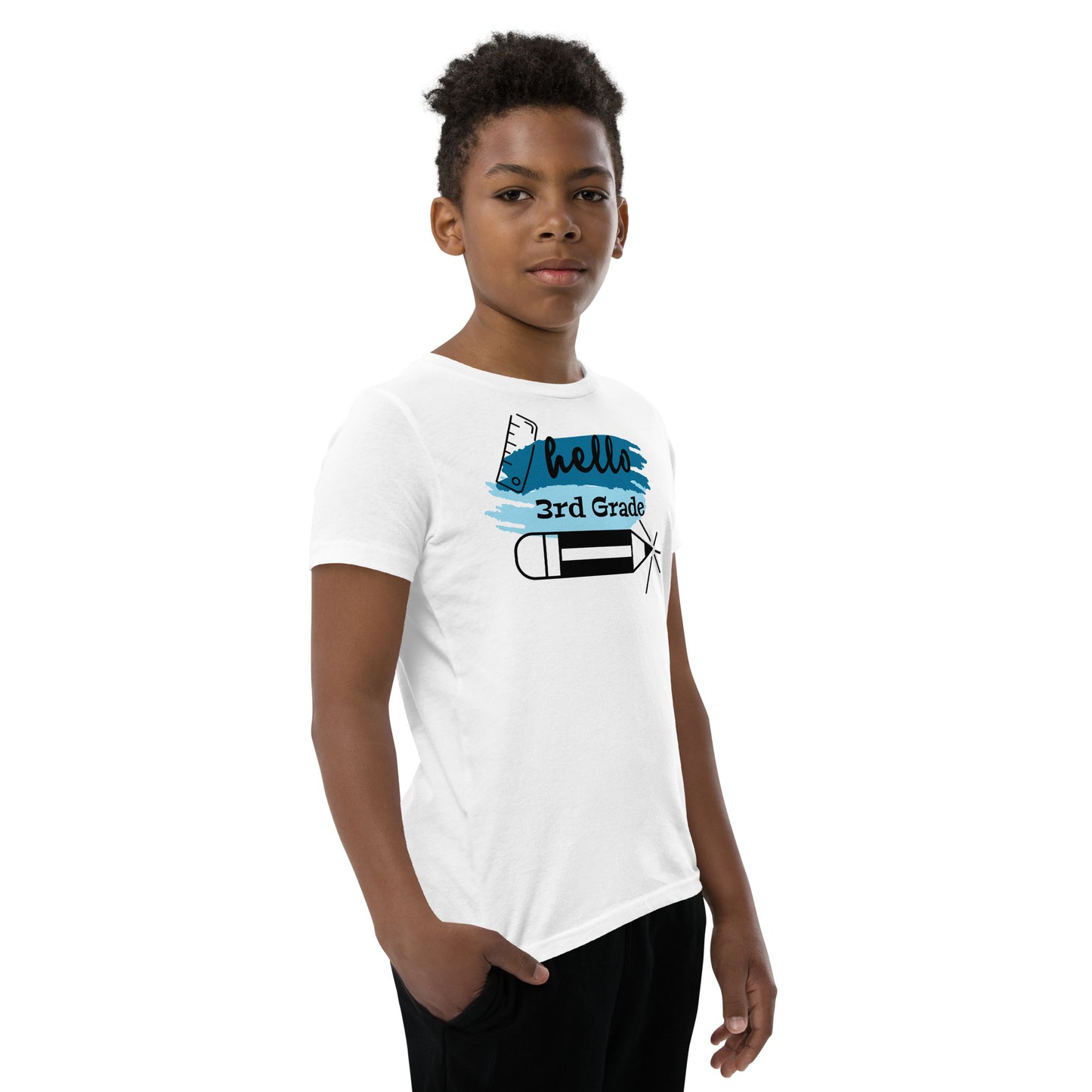 Hello 3rd Grade Blue Youth Short Sleeve T-Shirt