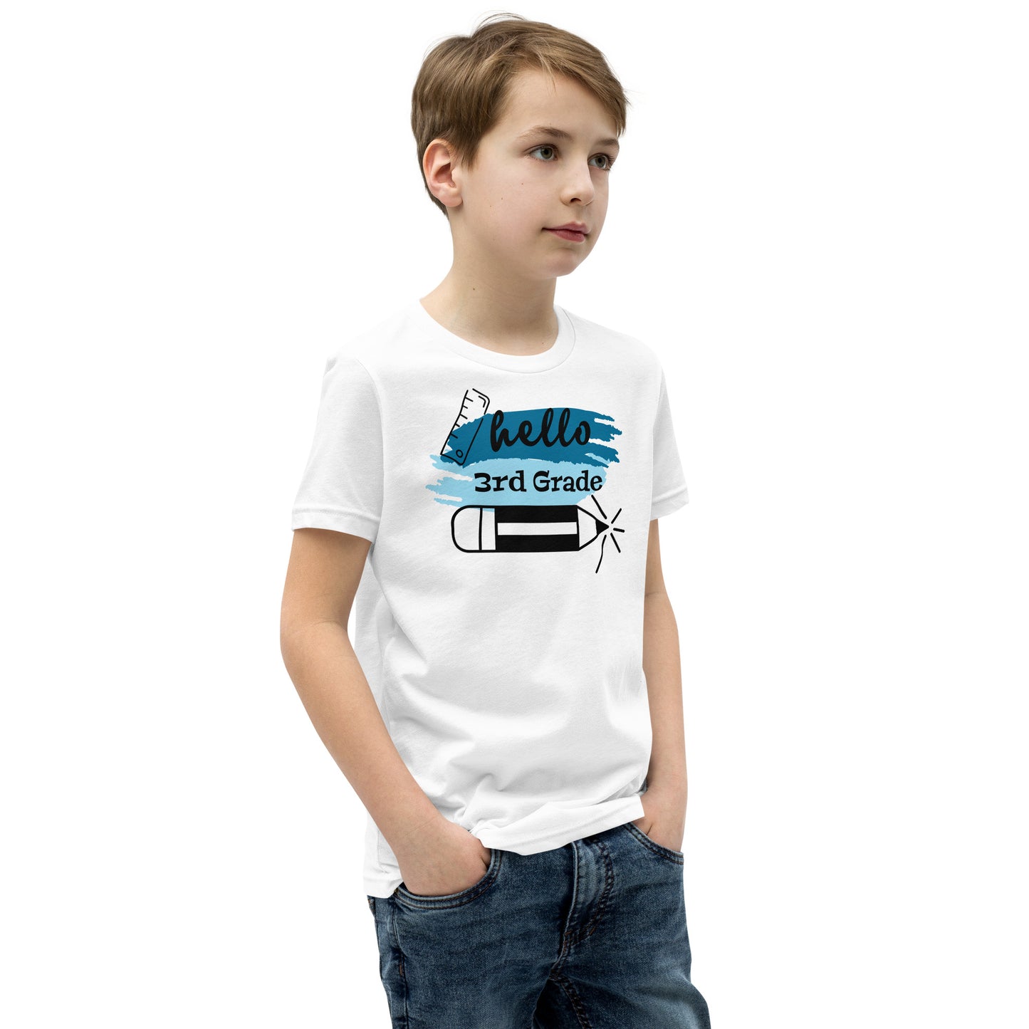 Hello 3rd Grade Blue Youth Short Sleeve T-Shirt