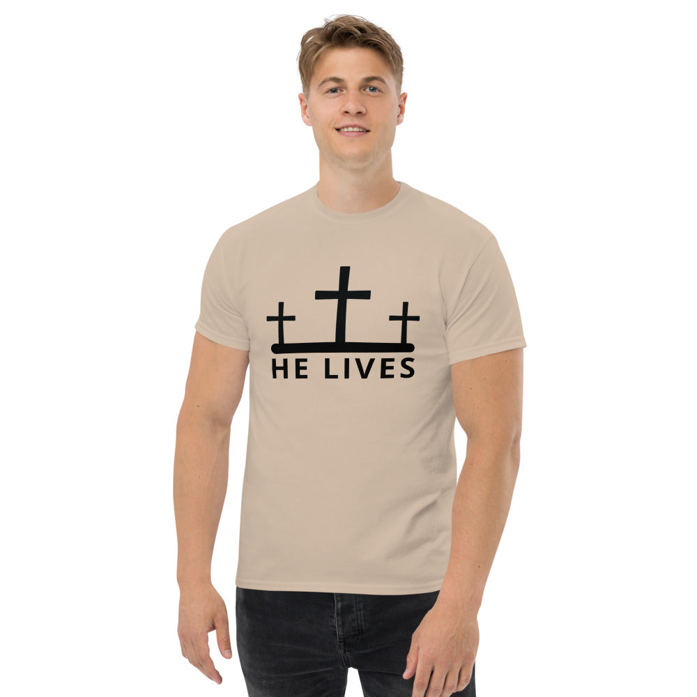 He Lives Cross Men's Heavyweight T-Shirt