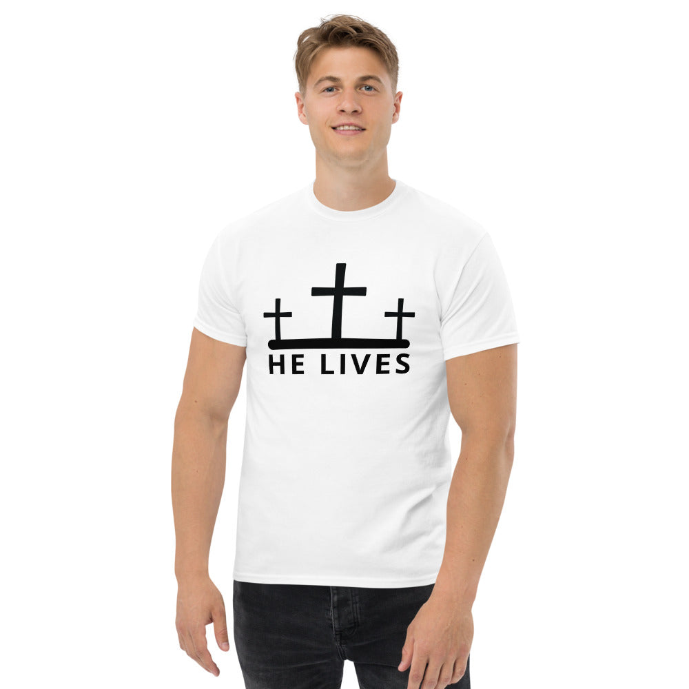 He Lives Cross Men's Heavyweight T-Shirt