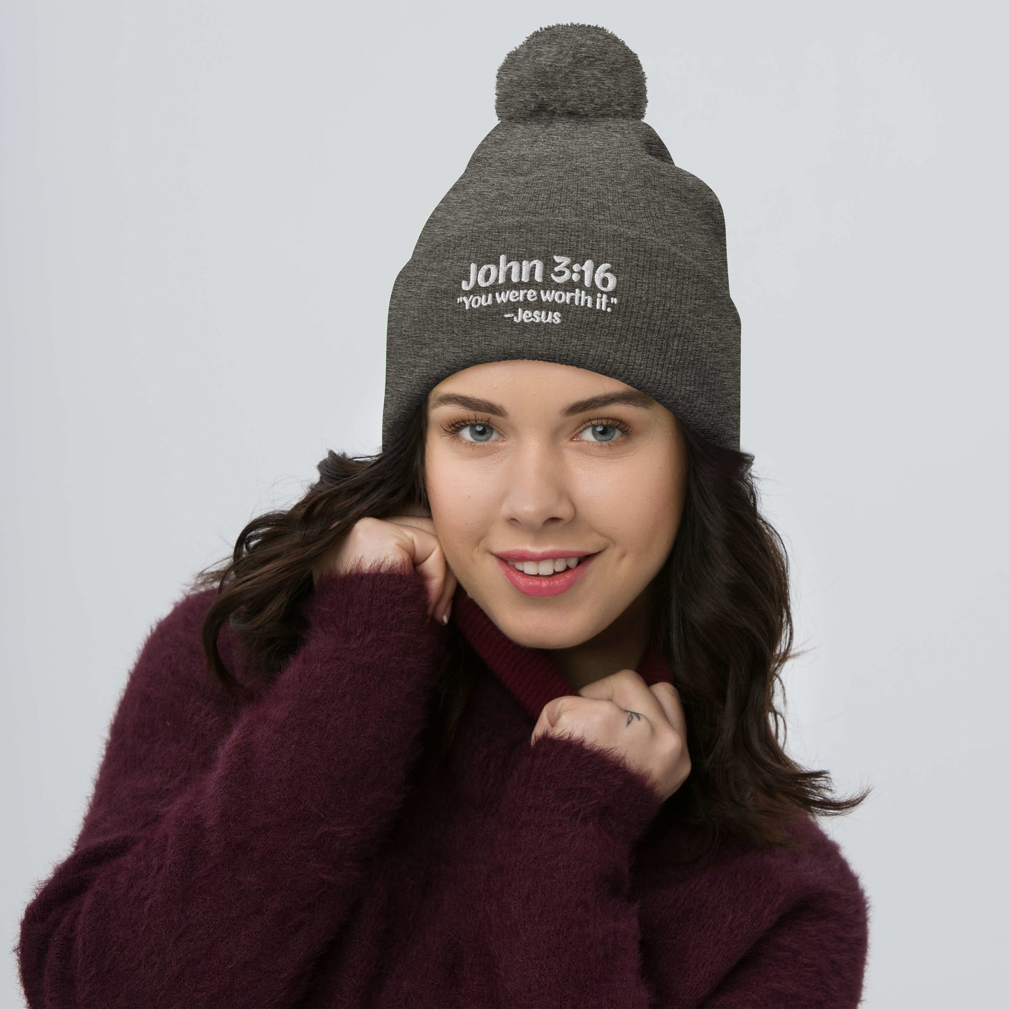 John 3:16 Pom-Pom Beanie