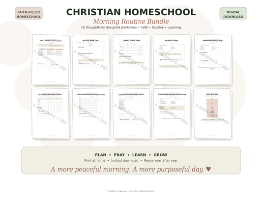 Christian Homeschool Morning Routine Bundle | Bible, Prayer & School Routine Printables