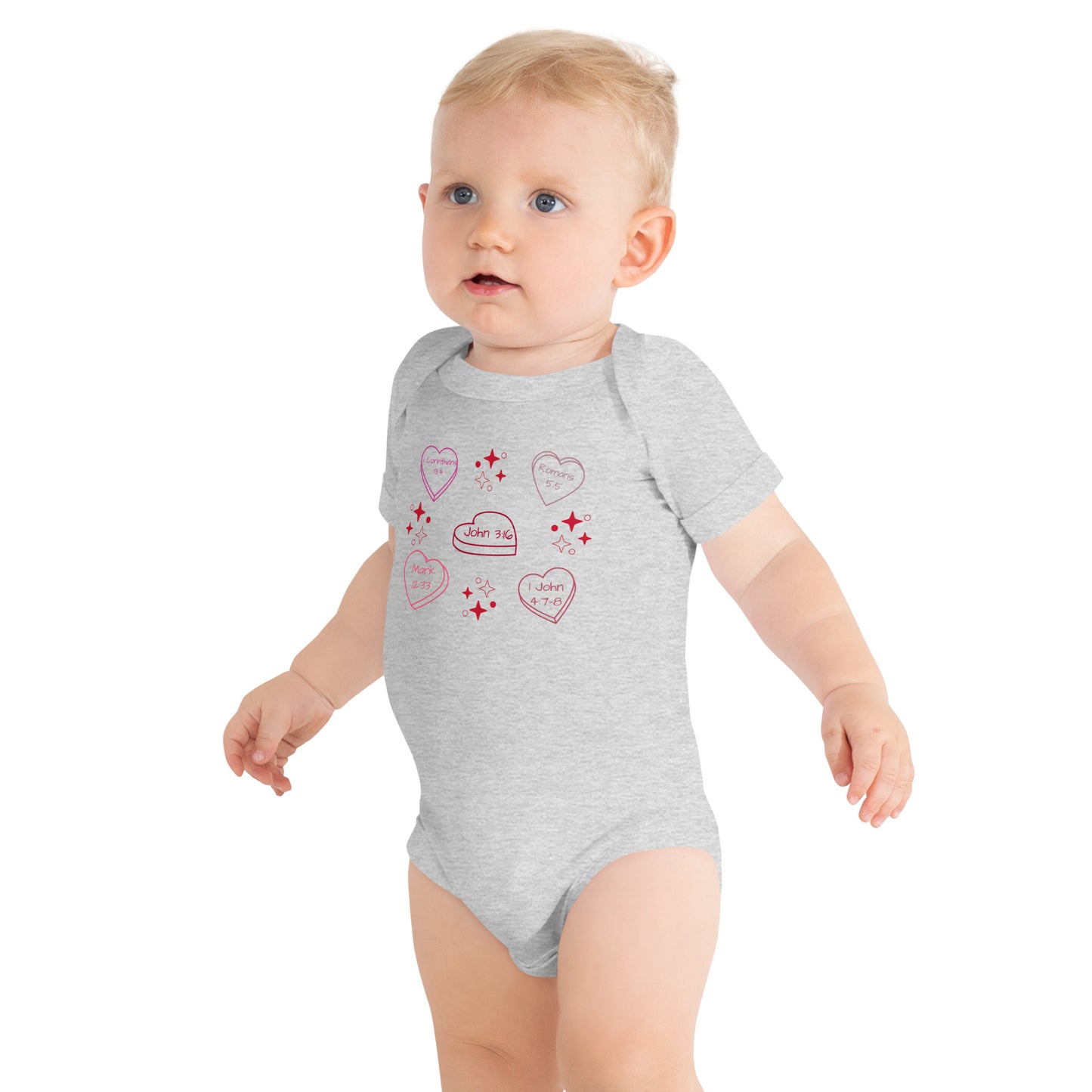 Candy Hearts Baby Short Sleeve Onesie