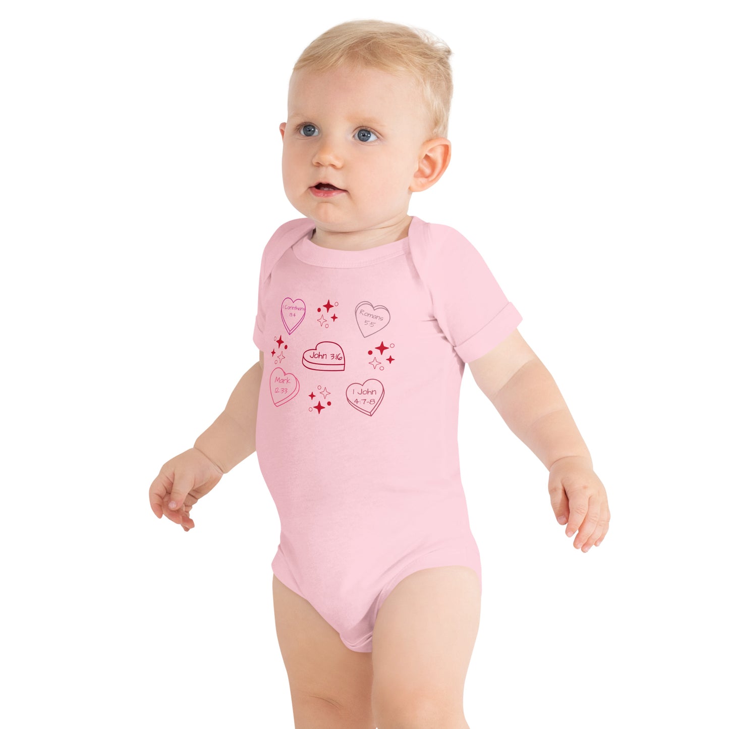 Candy Hearts Baby Short Sleeve Onesie