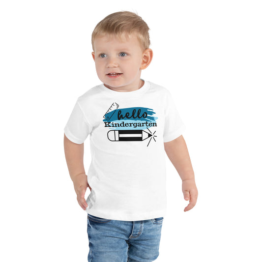 Hello Kindergarten Toddler Blue Short Sleeve T-Shirt