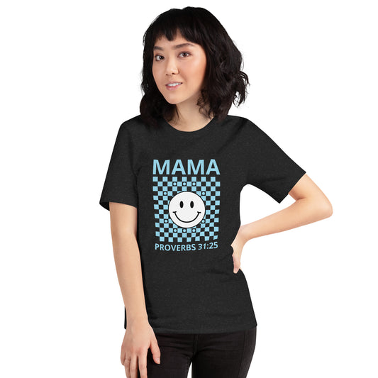 Mama Smiley Blue Short Sleeve T-Shirt