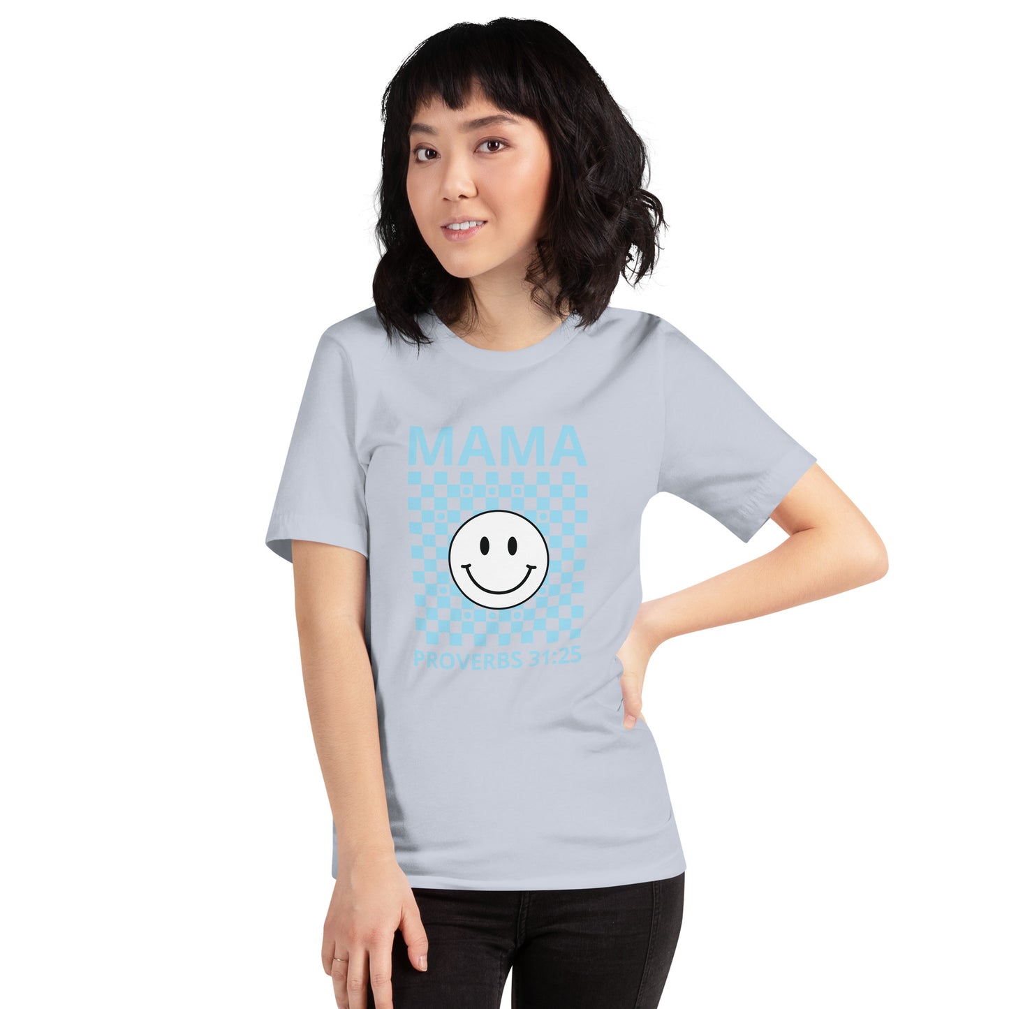 Mama Smiley Blue Short Sleeve T-Shirt