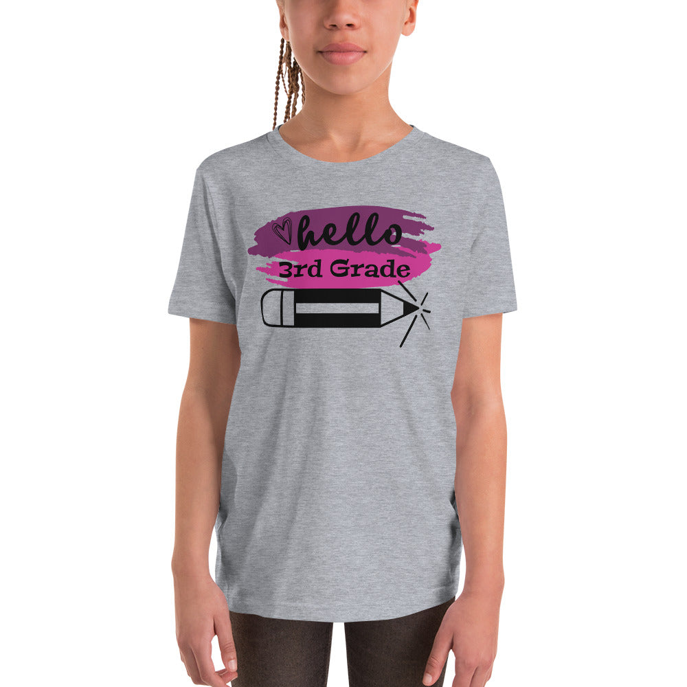 Hello 3rd Grade Pink Youth Short Sleeve T-Shirt
