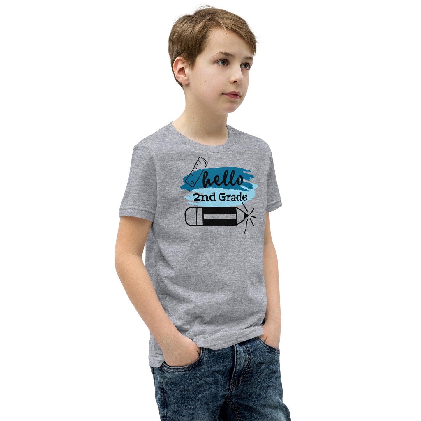 Hello 2nd Grade Blue Youth Short Sleeve T-Shirt