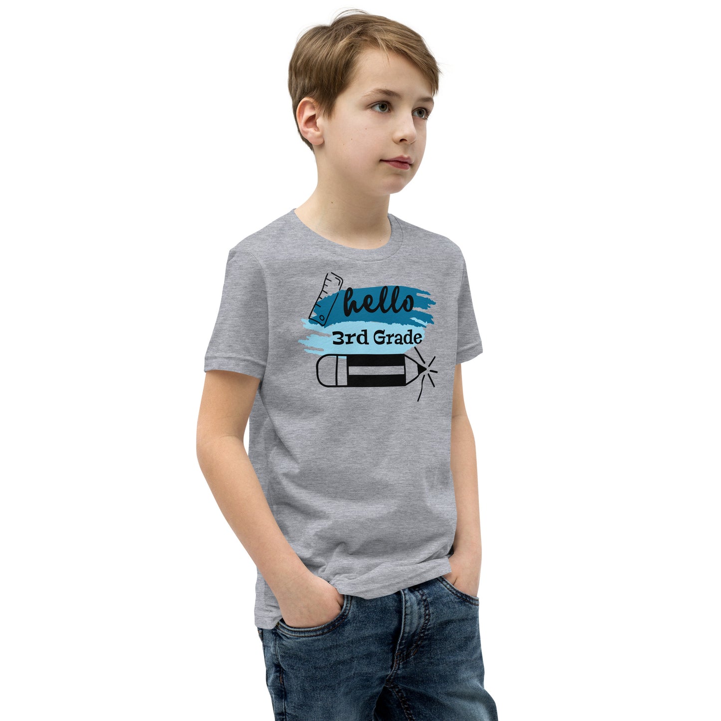 Hello 3rd Grade Blue Youth Short Sleeve T-Shirt