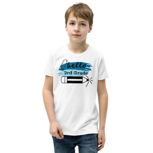 Hello 3rd Grade Blue Youth Short Sleeve T-Shirt