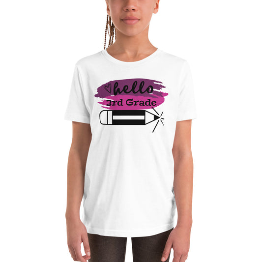 Hello 3rd Grade Pink Youth Short Sleeve T-Shirt