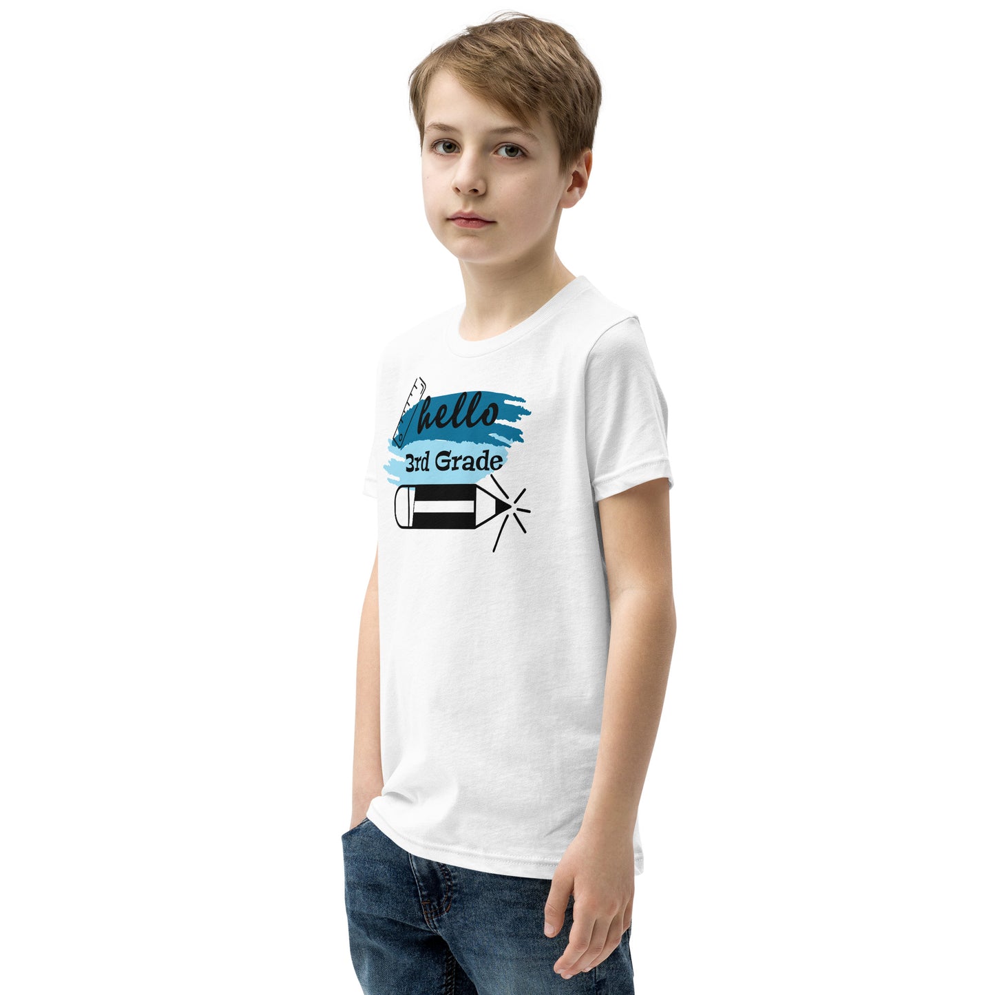 Hello 3rd Grade Blue Youth Short Sleeve T-Shirt