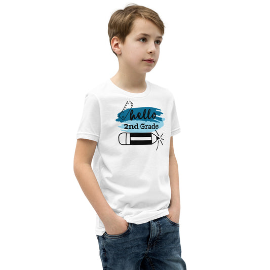 Hello 2nd Grade Blue Youth Short Sleeve T-Shirt