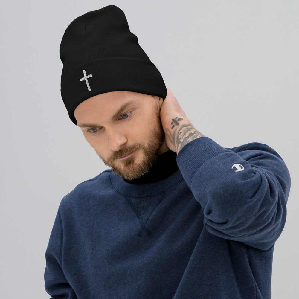 Cross Embroidered Beanie