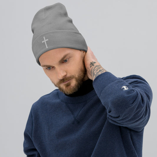 Cross Embroidered Beanie