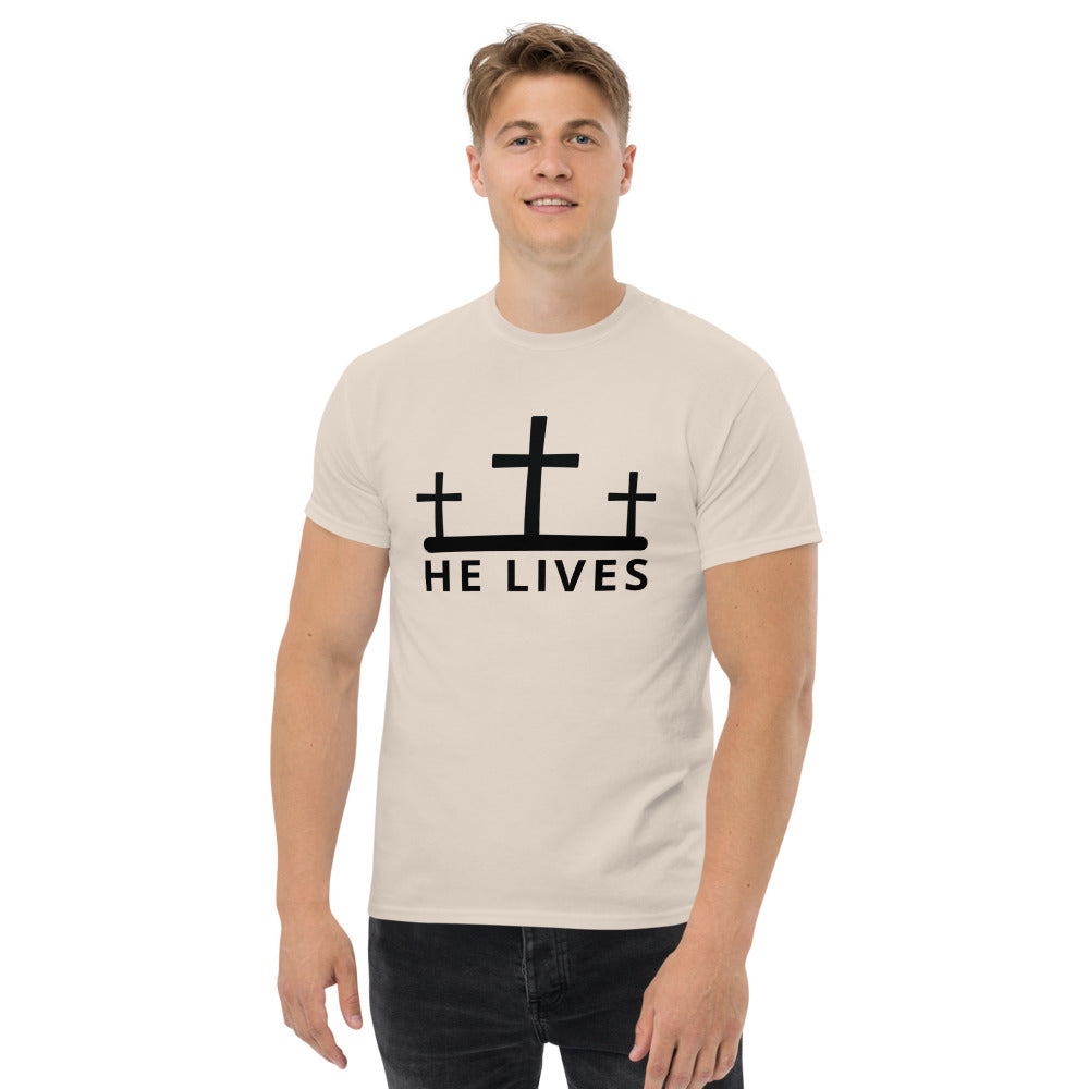 He Lives Cross Men's Heavyweight T-Shirt