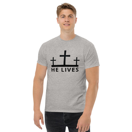 He Lives Cross Men's Heavyweight T-Shirt