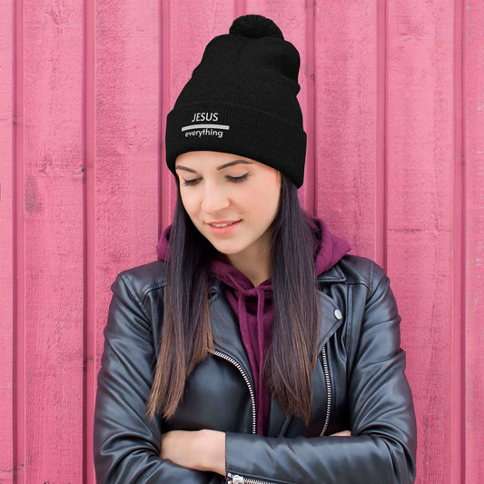 Jesus Over Everything Pom-Pom Beanie