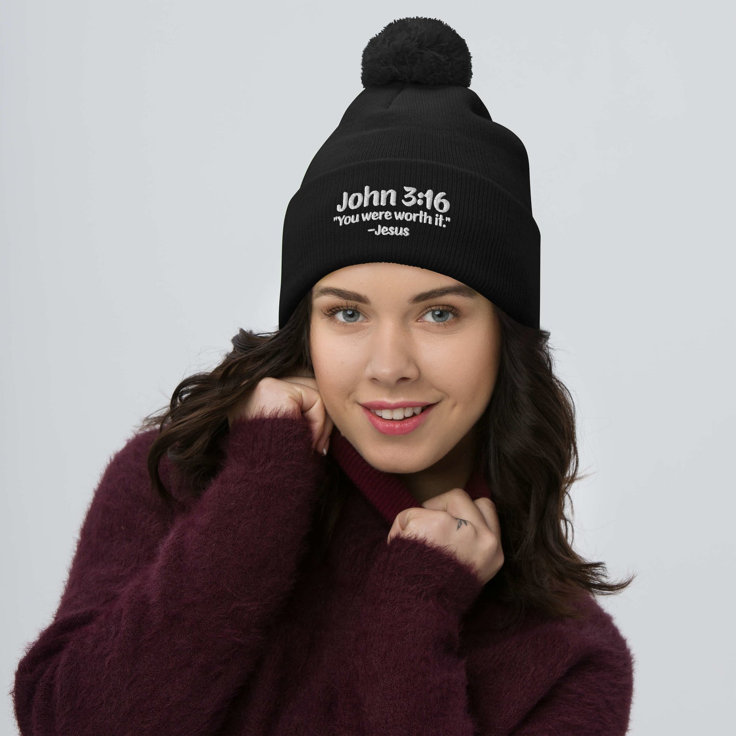 John 3:16 Pom-Pom Beanie