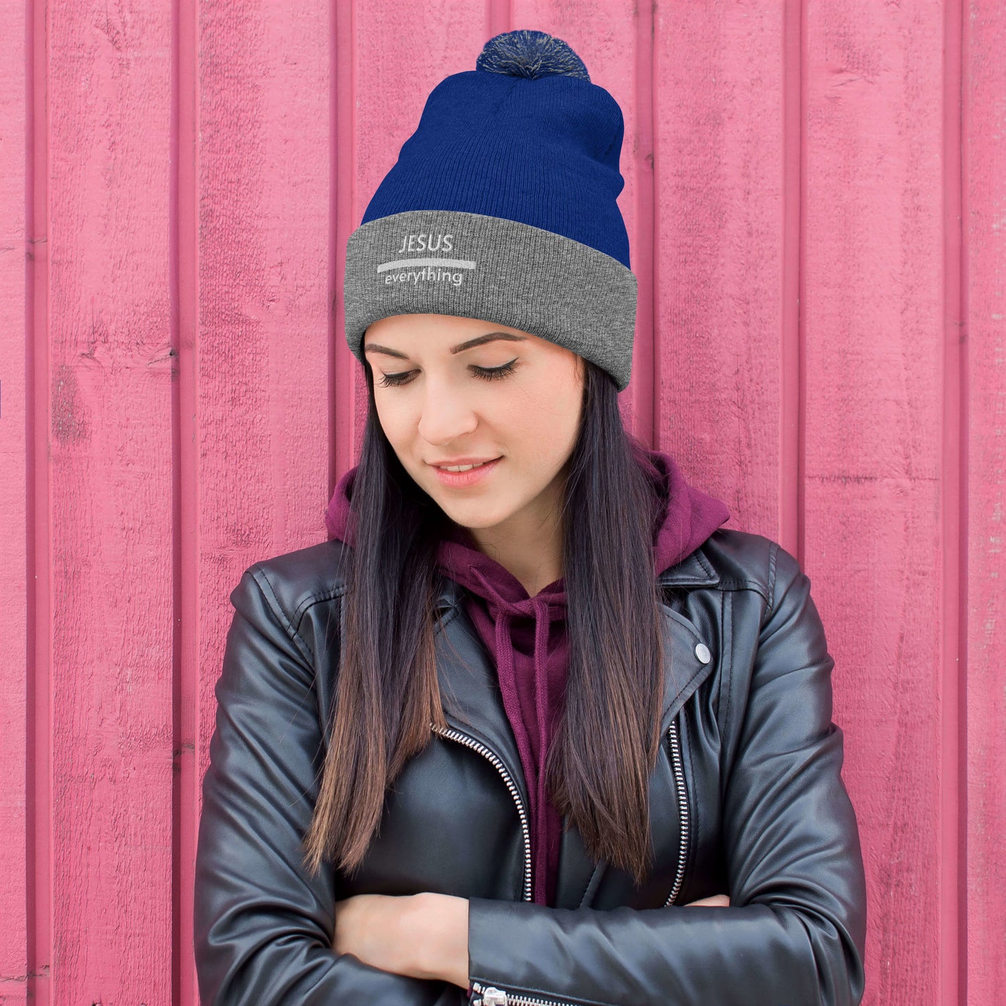Jesus Over Everything Pom-Pom Beanie